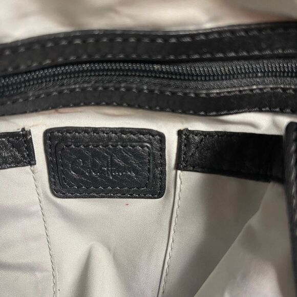 Cole Haan Black Pebbled Leather Hobo medium shoulder bag silver tone accents - Picture 13 of 16